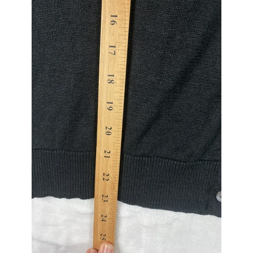 Garnet Hill 100% Linen Knit Cardigan Sweater Women Sz S Black Coastal Minimalist - Picture 3 of 13
